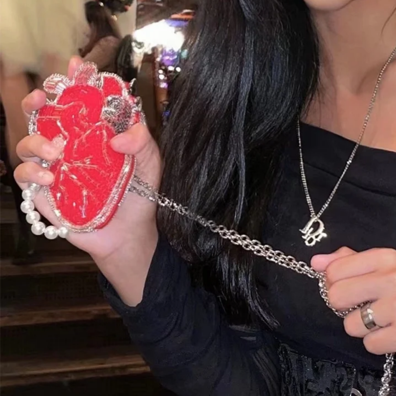 Designer Handcrafted Red Heart Bag