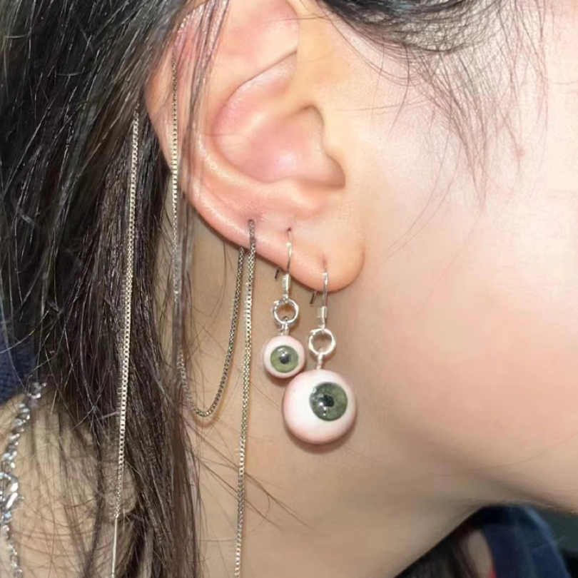 Green Eye Eyeball Earrings