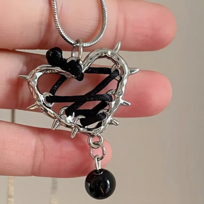 Thorn Heart Ribbon Necklace